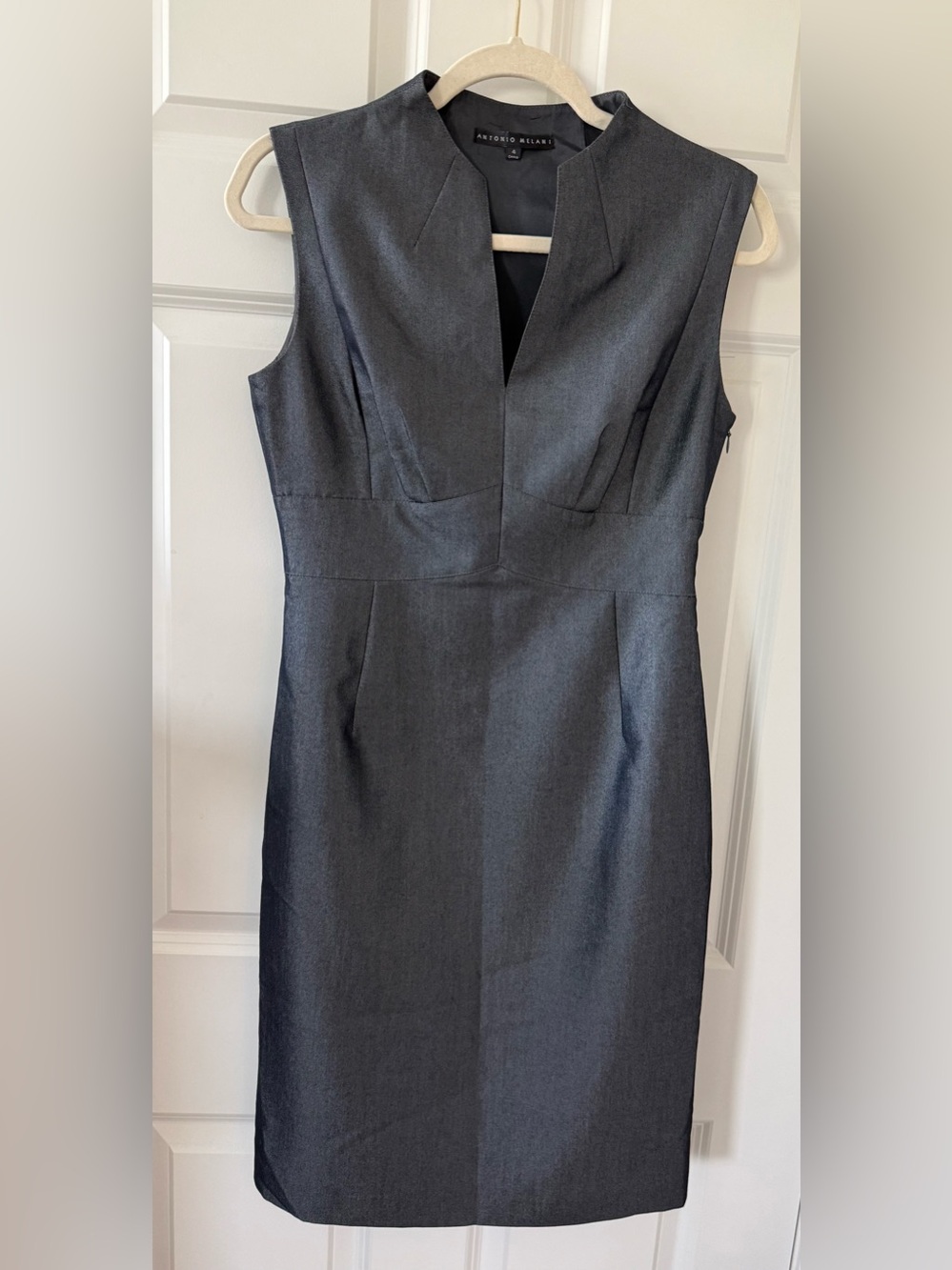 ANTONIO MELANI Charcoal Gray Sleeveless Sheath Dress